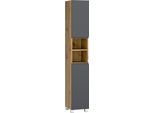 Hochschrank WELLTIME "CABO, gedämpfte Scharniere", matt grau, B:30cm H:180cm T:35cm, MDF, Schränke, Hochschrank, matt grau, griffloses Design, reversibel