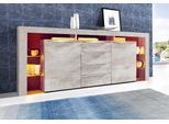 Sideboard BORCHARDT MÖBEL "Lima, Breite 192cm mit Metallgriffen und Glasböden", grau (beton, optik), B:192cm H:80cm T:35cm, Spanplatte, Sideboards, Sideboard, Sehr viel Stauraum, 2 Türen, 4 Schubfächer, eleganter Überbau