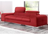2-Sitzer COTTA "Chef", rot, B:196cm H:72cm T:105cm, Softlux-Kunstleder;NaturLeder (echtes Rindsleder);Luxus-Microfaser (100% Polyester), Sofas, 2-Sitzer, Big-Sofa mit Kopfteilverstellung, edle Metallkufen