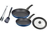 Pfannen-Set GSW "Dream Line", blau (blau, schwarz), Ø:28cm, Pfannen, Pfannen-Set, Antihaft-Versiegelung, Wabenboden, Induktion