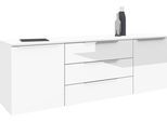 Sideboard BORCHARDT MÖBEL "Oliva, hängend oder stehend mit Metallgriffen", weiß (weiß matt, weiß hg), B:166cm H:53cm T:35cm, Spanplatte, Sideboards, Sideboard, Breite 166 oder 200cm, 2 Türen 3 Schubfächer
