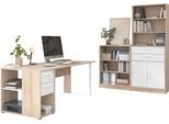Büromöbel-Set PARISOT "Start Up", weiß, Japanische Eiche Holzwerkstoff, Arbeitsmöbel-Sets, Büromöbel-Set, Gesamtarbeitsfläche 189 x 80 cm