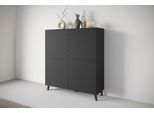 Highboard HOME AFFAIRE "Phuket, Front MDF", schwarz (graphite schwarz matt, mdf), B:120cm H:128cm T:39cm, Sideboards, Highboard, moderne Kommode mit 4 Türen und 8 Fächern, Breite 120 cm