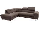 Ecksofa COTTA "Chef L-Form", braun (espresso), B:262cm H:72cm T:206cm, Chenille (90% Polyester, 10% Polyamid);Struktur (100% Polyester), Sofas, Ecksofa, mit Kopfteilverstellung, wahlweise mit Bettfunktion & Bettkasten