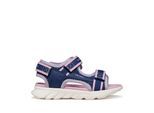 Sandale GEOX "J SANDAL AIRADYUM GI", Mädchen, Gr. 37, navy, lila, Synthetik, Textil, Schuhe Sandale, Klettschuh mit Logo, Größenschablone zum Download