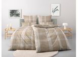 Bettwäsche TOM TAILOR HOME "Ole", taupe, B/L: 200cm x 200cm, 1 Stk., 2 Stk., Renforcé, B/L: 80cm x 80cm, 3 Stk., Renforcé, Obermaterial: 100% Baumwolle, Bettwäsche, Bettwäsche, karierte Bettwäsche aus Baumwolle, mit Reißverschluss
