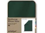 Bettbezug SCHLAFGUT "Woven Satin", grün (grün deep), B:155cm L:220cm, Mako-Satin, Obermaterial: 100% Baumwolle, Bettbezüge, besonders dicht gewebt, Mix & Match: passender Kissenbezug erhältlich