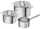 Topf-Set ZWILLING "TrueFlow", silber (silberfarben), Töpfe, 18/10 Edelstahl, integrierte Siebfunktion, Induktion, 3-tlg.