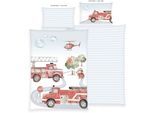 Babybettwäsche BABY BEST "Feuerwehr", multicolour, B/L: 100cm x 135cm, 1 Stk., 1 Stk., Renforcé, B/L: 40cm x 60cm, 2, Renforcé, Obermaterial: 100% Baumwolle, Bettwäsche, Wendebettwäsche
