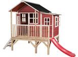 Spielturm EXIT "Loft 350", rot (rot, weiß), Spieltürme, KinderB:322cm H:215cm T:190cm, Holz, BxTxH: 280x200x225 cm, B:322cm H:215cm T:190cm