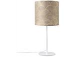 PACO HOME Tischleuchte "Luca Pillar", weiß, Ø 18cm H: 36,5cm, Leuchten, Schlafzimmer Nacht Mit Stoff Schirm Modern, Tischleuchte