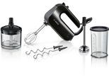 BOSCH Handmixer "Home Professional MFQ4980B, Edelstahl Besen/Knethaken, Mixfuß, schwarz", schwarz (schwarz, dunkelsilberfarben), B:20,7cm H:14,2cm T:7,5cm, Mixer, Spiralkabel, 5 Stufen, Turbostufe, Zerkleinerer, Mixbecher, Made in EU