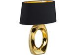 REALITY LEUCHTEN Schreibtischlampe "Taba", gold (goldfarben), 1, H: 52cm, 1 Stk., Leuchten, Nachttischlampe, Tischlampe golfarbig, Stoffschirm in schwarz/gold, Tischlampe