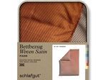 Bettbezug SCHLAFGUT "Premium Bettbezug Woven Fade Satin (1 St)", rot (grau light, rot mid), L:200cm, Mako-Satin, Obermaterial: 100% Baumwolle, Bettbezüge, Ton-in-Ton Reißverschluss, Fadendichte von 300tc, Streifen, OEKO Tex