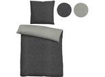 Wendebettwäsche BIBERNA "Hermal", grau (titanium), B/L: 155cm x 220cm, 1 Stk., 1 Stk., Flanell, B/L: 80cm x 80cm, 2 Stk., Flanell, Obermaterial: 100% Baumwolle, Bettwäsche, Wendebettwäsche, Flanell in Melangeoptik, Winterbettwäsche, Made in Germany