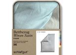 Bettbezug SCHLAFGUT "Premium Bettbezug Woven Fade Satin (1 St)", bunt (lila light, blau light), L:200cm, Mako-Satin, Obermaterial: 100% Baumwolle, Bettbezüge, Ton-in-Ton Reißverschluss, Fadendichte von 300tc, Streifen, OEKO Tex