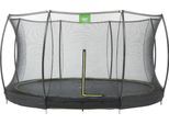 Gartentrampolin EXIT "Silhouette Ground", schwarz (schwarz, schwarz, grün), Trampoline, Kinder, Ø 366cm, mit Sicherheitsnetz