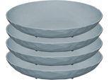 Suppenteller KOZIOL "CLUB PLATE, tief, Ø 22 cm, aus biozirkulärem Material", blau (nature flower blau), H:3,5cm Ø:22cm, Holz, Kunststoff, Speiseteller, Teller Set, Spülmaschinengeeignet und melaminfrei, Made in Germany