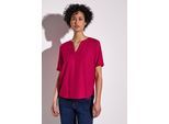 Shirtbluse STREET ONE, Damen, Gr. 34, lila (juicy berry), Stoff, 100% Viskose, unifarben, gerade normal, Rundhals, Bündchen, Blusen, aus softer Viskose