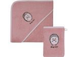 Handtuch Set WÖRNER "Igel rosa Kapuzenbadetuch 100/100 mit Waschhandschuh", rosa, 2 Stk., Frottier, Frottier, Obermaterial: 100% Baumwolle, Handtücher, mi süßer Igelstickerei