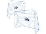 Fußballtor SANDORA "Sandora", weiß (weiß, blau), Sport-Tore, Kinder, B/H/L: 124cm x 96cm x 61cm, 2 Stk. Polyester Stahl, Polyester, Stahl, 124x96x61cm mit blauem Netz, B:124cm H:96cm L:61cm