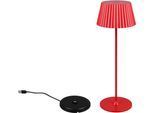 LED Außen-Tischleuchte REALITY LEUCHTEN "SUAREZ", rot, H:39,1cm Ø:13,5cm, Leuchten, Outdoor Akku Tischlampe inkl Ladestation USB-C, Touch-Dimmer Höhe 39cm