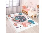 Kinderteppich CARPET CITY "ANIME917", beige (creme), B:190cm H:11mm L:280cm, Polypropylen (PP), Teppiche, Kinderteppich, Kinderzimmer Teppich Modern mit Mond, Blumen, Wolken, Creme, Multi