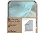 Bettbezug SCHLAFGUT "Premium Bettbezug Woven Fade Satin (1 St)", bunt (lila light, blau light), B:155cm L:220cm, Mako-Satin, Obermaterial: 100% Baumwolle, Bettbezüge, Ton-in-Ton Reißverschluss, Fadendichte von 300tc, Streifen, OEKO Tex