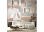 Fototapete MARBURG, rosa, B:2,65m L:3,4m, Vlies, Tapeten, moderne Tapete für Wohnzimmer Schlafzimmer Küche