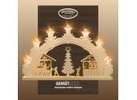 LED Schwibbogen WEIGLA "Weihnachtsmarkt, Lichterbogen aus Holz, NATUR, Made in Germany", beige (natur), B:52cm H:32cm T:4,5cm, Holzwerkstoff, Schwibbögen, Erzgebirge garantiert, Weihnachtsdeko Innen, Weihnachtsbeleuchtung