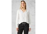 Shirtbluse CECIL, Damen, Gr. XL (44), weiß (vanilleweiß), Stoff, 100% Viskose, unifarben, gerade normal, Rundhals, Bündchen, Blusen, aus softer Viskose