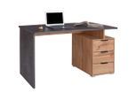 Möbelix , Grau, Eichefarben , Holzwerkstoff , 3 Schublade(n) Schubladen , rechteckig , 138x76x60 cm , Regal , Büromöbel, Schreibtische, Schreibtische