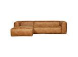 Livetastic , Cognac , Textil, Leder , Kombination Echtleder/Stoff , Rauleder , Ottomane links, L-Form , 305x175 cm , Made in EU , Rücken echt, Armteil links, Armteil rechts , Wohnzimmer, Sofas & Couches, Wohnlandschaften, Ecksofas