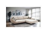 Livetastic , Beige, Hellbraun , Textil , Füllung: Silikon, Schaumstoffflocken,Schaumstoff , Ottomane rechts, L-Form , 324x205 cm , Made in EU , Rücken echt ,