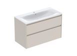 Geberit Renova Plan Möbel-Waschtisch-Set 504041DB8 Breite 100cm, Korpus/Front sandgrau / lackiert seidenmatt, Waschtisch weiß / KeraTect