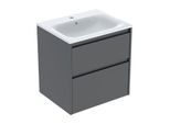 Geberit Renova Plan Möbel-Waschtisch-Set 504039JK8 Breite 60cm, Korpus/Front lava / lackiert seidenmatt, Waschtisch weiß / KeraTect