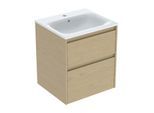 Geberit Renova Plan Möbel-Waschtisch-Set 504038PS8 Breite 55cm, Korpus/Front Eiche natur / Melamin Holzstruktur, Waschtisch weiß / KeraTect