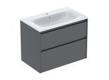 Geberit Renova Plan Möbel-Waschtisch-Set 504040JK8 Breite 80cm, Korpus/Front lava / lackiert seidenmatt, Waschtisch weiß / KeraTect