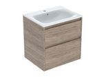 Geberit Renova Plan Möbel-Waschtisch-Set 504039JR8 Breite 60cm, Korpus/Front Nussbaum / Melamin Holzstruktur, Waschtisch weiß / KeraTect