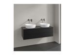 Villeroy und Boch Antao Waschtisch-Unterschrank K24050PD 120x36x50cm, Hahnloch, Waschbeckenplattenfarbe Lack, black matt lacquer