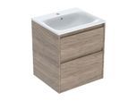 Geberit Renova Plan Möbel-Waschtisch-Set 504038JR8 Breite 55cm, Korpus/Front Nussbaum / Melamin Holzstruktur, Waschtisch weiß / KeraTect