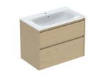 Geberit Renova Plan Möbel-Waschtisch-Set 504040PS8 Breite 80cm, Korpus/Front Eiche natur / Melamin Holzstruktur, Waschtisch weiß / KeraTect