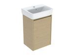 Geberit Renova Plan Handwaschbecken-Set 504034PS1 Waschtisch weiß, Korpus/Front Eiche natur / Melamin Holzstruktur, Breite 45 cm