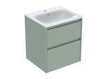 Geberit Renova Plan Möbel-Waschtisch-Set 504038IK8 Breite 55cm, Korpus/Front salbeigrün / lackiert seidenmatt, Waschtisch weiß / KeraTect