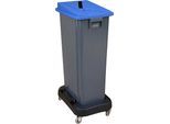 Probbax Wertstoffsammler mit Fahrwagen, Deckel blau, 80 Liter