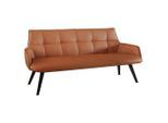 Novel Sitzbank, Cognac, Holz, Leder, Echtleder, Color-Finish-Leder, Rauleder, Buche, massiv, 3-Sitzer, 160x89.5x64 cm, Fsc, Lederauswahl, Esszimmer, Bänke, Sitzbänke