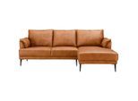 Livetastic Ecksofa, Cognac, Metall, Echtleder, Rindleder, 3-Sitzer, L-Form, Ottomane rechts, 233x153 cm, Wohnzimmer, Sofas & Couches, Wohnlandschaften, Ecksofas
