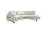 Mid.you , Beige , Textil , Eiche , Füllung: Schaumstoffflocken , Ottomane rechts, L-Form , 233x198 cm , Made in EU, Oeko-Tex® Standard 100 , Liegefunktion , Wohnzimmer, Sofas & Couches, Wohnlandschaften, Ecksofas