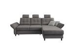 Livetastic , Graubraun , Textil , Buche,Buche, Fichte, Kiefer , Füllung: Schaumstoff,Schaumstoff , Ottomane rechts, Eckteil, L-Form , 176x250-280 cm , Liegefunktion, seitenverkehrt erhältlich, Schlafen auf Sitzhöhe, Rücken echt, Armteil links, Armteil rechts , Wohnzimmer, Sofas & Couches, Schlafsofas, Ecksofas mit Schlaffunktion