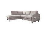 Mid.you , Grau , Textil , Eiche , Füllung: Schaumstoffflocken , L-Form, Ottomane links , 233x198 cm , Made in EU, Oeko-Tex® Standard 100 , Liegefunktion ,